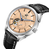 Beverly Hills Polo Club Men's Automatic Watch with Salmon Dial and Black Leather Band, BP3901X.301