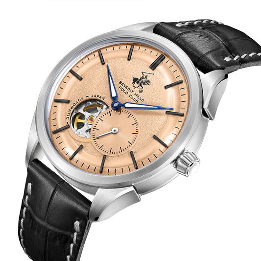 Beverly Hills Polo Club Men's Automatic Watch with Salmon Dial and Black Beverly Hills Polo Club Band, BP3901X.301