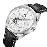 Beverly Hills Polo Club Men's Automatic Watch with Silver Dial and Black Leather Band, BP3901X.331