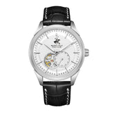 Beverly Hills Polo Club Men's Automatic Watch with Silver Dial and Black Leather Band, BP3901X.331