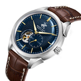 Beverly Hills Polo Club Men's Automatic Watch with Dark Blue Dial and Dark Brown Leather Band, BP3901X.394