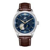 Beverly Hills Polo Club Men's Automatic Watch with Dark Blue Dial and Dark Brown Leather Band, BP3901X.394