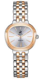 Beverly Hills Polo Club Women's Diamond Accent Analog Watch with Silver Dial and Silver and Rose Gold Stainless Steel Band, BP3903C.530