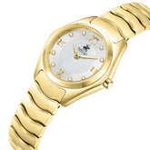 Beverly Hills Polo Club Women's Analog Watch with White Mother of Pearl Dial and Gold Stainless Steel Band, BP3904C.120