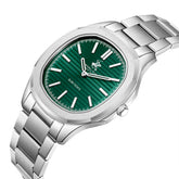 Beverly Hills Polo Club Men's Analog Watch with Dark Green Dial and Silver Stainless Steel Band, BP3906X.370