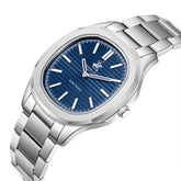 Beverly Hills Polo Club Men's Analog Watch with Dark Blue Dial and Silver Stainless Steel Band, BP3906X.390