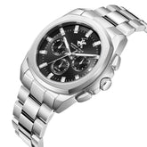 Beverly Hills Polo Club Men's Multifunction Watch with Gunmetal Black Dial and Silver Stainless Steel Band, BP3907X.350