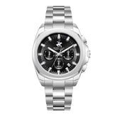 Beverly Hills Polo Club Men's Multifunction Watch with Gunmetal Black Dial and Silver Stainless Steel Band, BP3907X.350