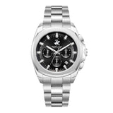 Beverly Hills Polo Club Men's Multifunction Watch with Gunmetal Black Dial and Silver Stainless Steel Band, BP3907X.350