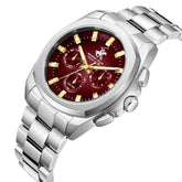 Beverly Hills Polo Club Men's Analog Watch with Red Dial and Silver Stainless Steel Band, BP3907X.380