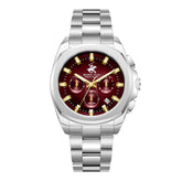 Beverly Hills Polo Club Men's Analog Watch with Red Dial and Silver Stainless Steel Band, BP3907X.380