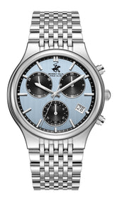 Beverly Hills Polo Club Men's Multifunction Watch with Blue Dial and Silver Stainless Steel Band, BP3909X.300