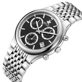 Beverly Hills Polo Club Men's Multifunction Watch with Black Dial and Silver Stainless Steel Band, BP3909X.350