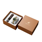 Beverly Hills Polo Club Men's Date Analog Watch Gift Set with Dark Green Dial and Two Tone Stainless Steel Band, BP3911X.270