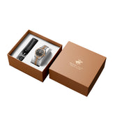 Beverly Hills Polo Club Men's Date Analog Watch Gift Set with Gunmetal Dial and Two Tone Stainless Steel Band, BP3911X.560