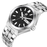 Beverly Hills Polo Club Men's Watch with Gunmetal Black Dial and Silver Stainless Steel Band, BP3912X.350