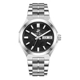 Beverly Hills Polo Club Men's Watch with Gunmetal Black Dial and Silver Stainless Steel Band, BP3912X.350