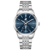 Beverly Hills Polo Club Men's Multifunction Watch with Dark Blue Dial and Silver Stainless Steel Band, BP3913X.390