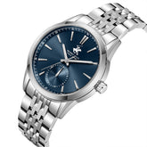 Beverly Hills Polo Club Men's Multifunction Watch with Dark Blue Dial and Silver Stainless Steel Band, BP3913X.390