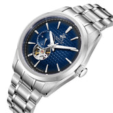 Beverly Hills Polo Club Men's Automatic Watch with Dark Blue Dial and Silver Stainless Steel Band, BP3915X.390