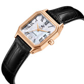 Beverly Hills Polo Club Women's Diamond Accent Analog Watch with White Mother of Pearl Dial and Black Leather Band, BP3917C.421