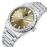 Beverly Hills Polo Club Men's Date Analog Watch with Brown Dial and Silver Stainless Steel Band, BP3918X.340