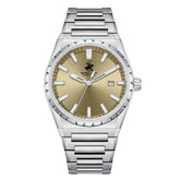 Beverly Hills Polo Club Men's Date Analog Watch with Brown Dial and Silver Stainless Steel Band, BP3918X.340