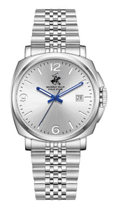 Beverly Hills Polo Club Men's Date Analog Watch with Silver Dial and Silver Stainless Steel Band, BP3928X.330
