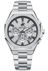 Beverly Hills Polo Club Men's Multifunction Watch with Silver Dial and Silver Stainless Steel Band, BP3930X.330