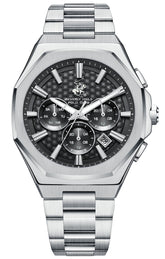Beverly Hills Polo Club Men's Multifunction Watch with Black Dial and Silver Stainless Steel Band, BP3930X.350