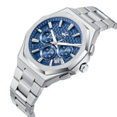 Beverly Hills Polo Club Men's Multifunction Watch with Dark Blue Dial and Silver Stainless Steel Band, BP3930X.390