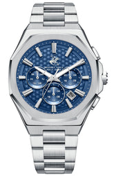 Beverly Hills Polo Club Men's Multifunction Watch with Dark Blue Dial and Silver Stainless Steel Band, BP3930X.390