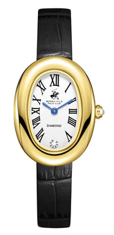 Beverly Hills Polo Club Women's Diamond Accent Analog Watch with Silver Dial and Black Leather Band, BP3931C.231