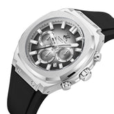Beverly Hills Polo Club Men's Multifunction Watch with Silver to Black Dial and Black Silicone Band, BP3933X.331