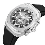 Beverly Hills Polo Club Men's Multifunction Watch with Silver to Black Dial and Black Silicone Band, BP3933X.331