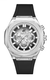 Beverly Hills Polo Club Men's Multifunction Watch with Silver to Black Dial and Black Silicone Band, BP3933X.331