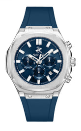 Beverly Hills Polo Club Men's Multifunction Watch with Dark Blue Dial and Blue Silicone Band, BP3933X.399