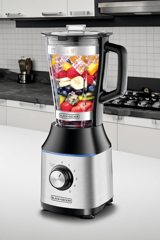 Black+Decker, 700W High Speed Premium Blender, with Glass Jar Silver/Black, BX650G Blender BL-BX650G