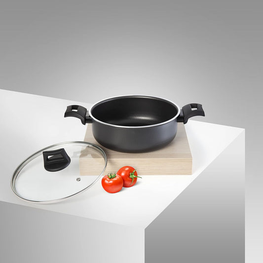Black+Decker, 24cm Non-Stick Casserole Dish With Glass Lid, BXSCP24BME Cookware BC-BXSCP24BME