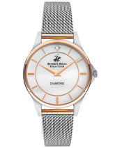 Beverly Hills Polo Club Women's Watch, Analog, Silver Dial, Silver Stainless Steel Strap, BP3242X.520