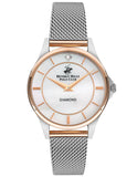 Beverly Hills Polo Club Women's Watch, Analog, Silver Dial, Silver Stainless Steel Strap, BP3242X.520