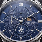 Beverly Hills Polo Club Men's Multifunction Watch with Dark Blue Dial and Dark Blue Leather Band, BP3893X.399