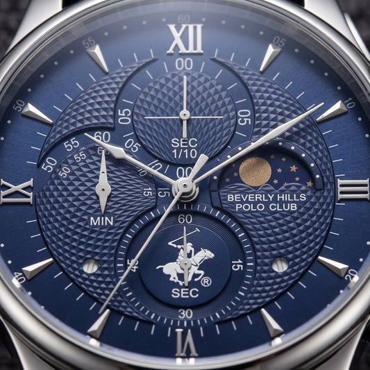 Beverly Hills Polo Club Men's Multifunction Watch with Dark Blue Dial and Dark Blue Beverly Hills Polo Club Band, BP3893X.399