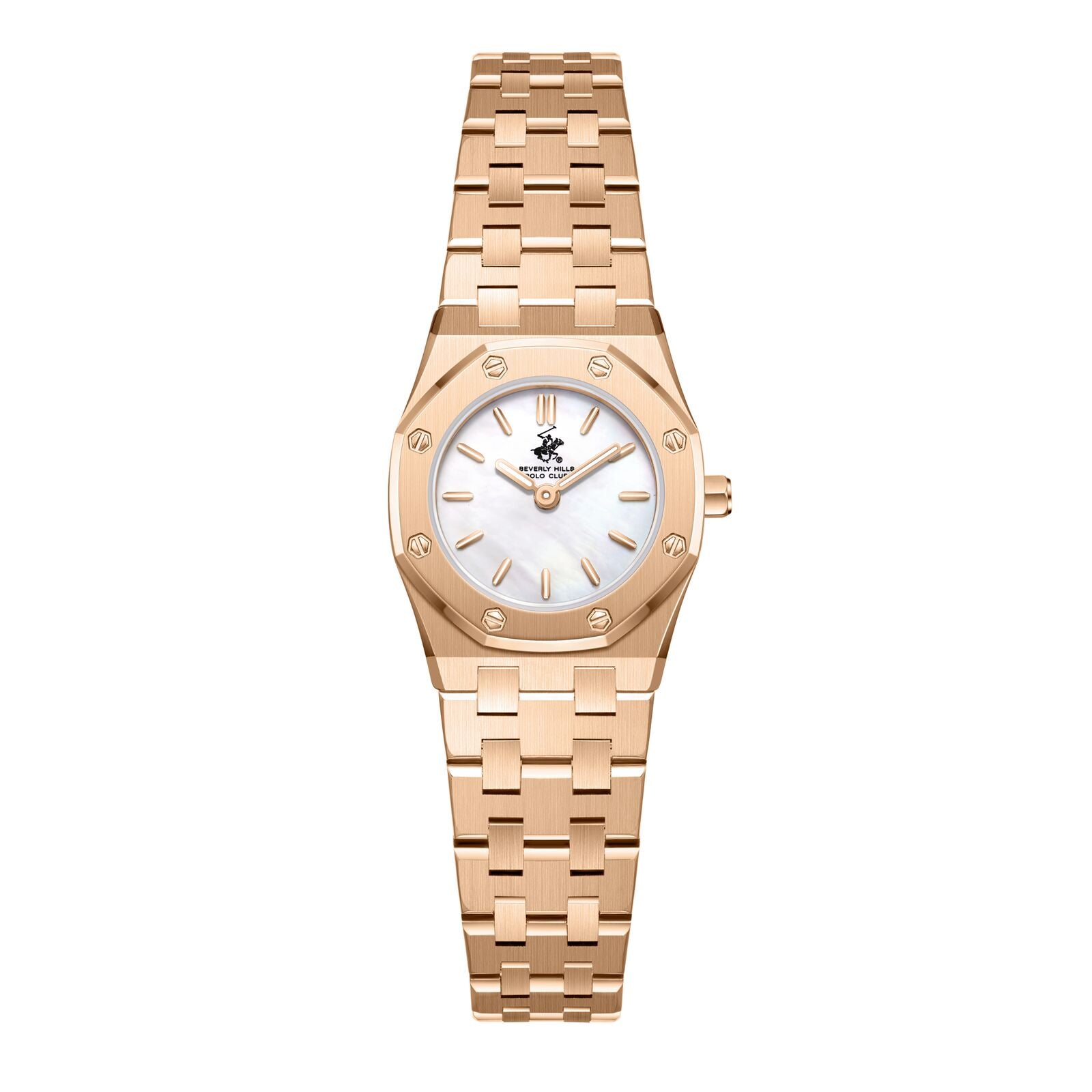 Beverly Hills Polo Club Women's Watch Analog Mother of Pearl Dial with Rose Gold Stainless Steel Band,  BP3798X.420