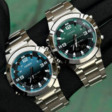 Casio Men's Watch Analog-Digital Green Gradient Dial with Silver Stainless Steel Band, AMW-870DA-3AVDF