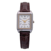 Casio Women's Watch Analog, White Dial Brown Leather Strap, LTP-V007L-7E2UD