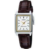 Casio Women's Watch Analog, White Dial Brown Leather Strap, LTP-V007L-7E2UD