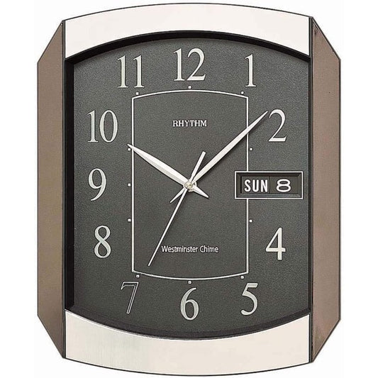 Rhythm Value Added Wall Clock | Westminster Chime & Strike, Day-Date Calendar | Black, CFH102NR02 Rhythm Wall Clock CFH102NR02