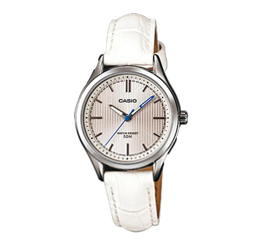 Casio men analog watch, white dial with comfortable strap, model CS-LTP-E104L-7AVDF, Bahrain