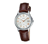 Casio, Women’s Watch Analog, Silver Dial Brown Leather Band, LTP-E116L-7AVDF